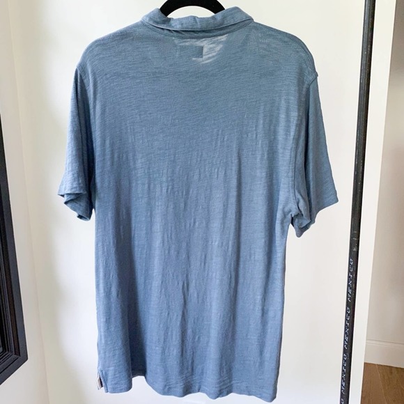 RYE 51 TEXTILE DISTILLERY Men's Blue Burnout Chest Pocket Small Batch Polo sz L - Picture 2 of 6